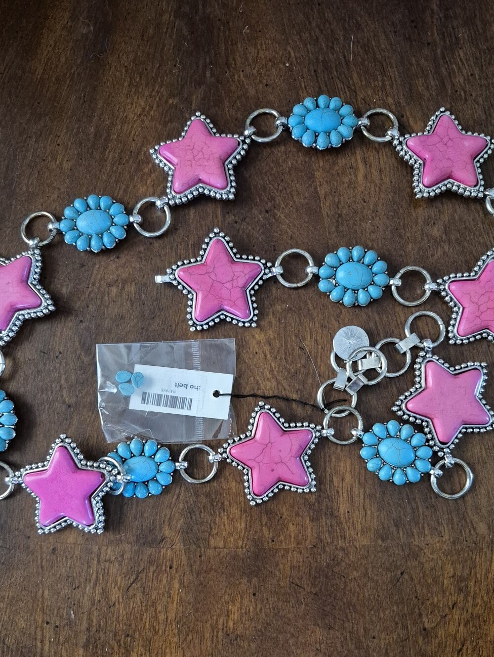 Star & Flower Belt - Pink and Turquoise
